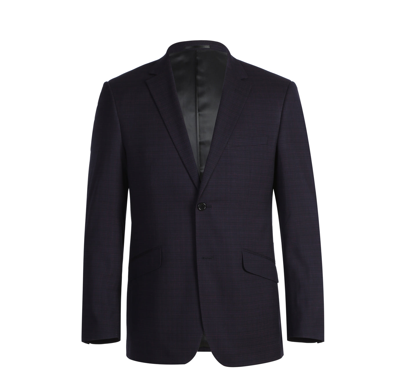 293-13 Men's Classic Fit Single Breasted Black Micro Check Notch Lapel Suits - 38Lx32W