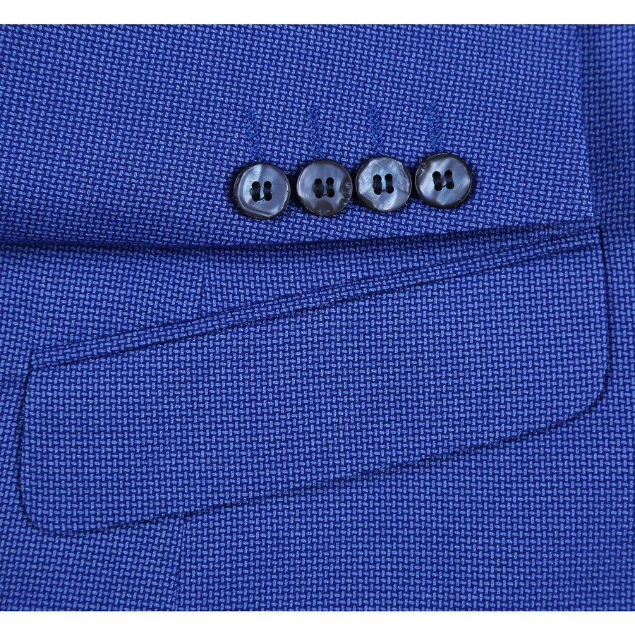 "Blue Purple Micro Check Slim Fit Sport Coat Blazer for Men"