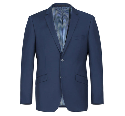 "Men's Slim Fit Two-Button Suit with Hack Pocket - Navy Blue"