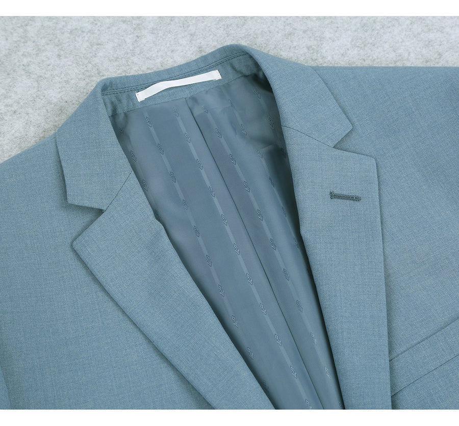 "Sky Blue Slim Fit Two Button Men's Suit with Optional Vest"