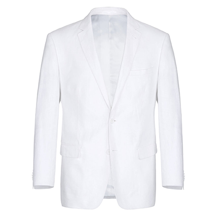 "White Linen Summer Suit - Men's Classic Fit Two-Button Design"