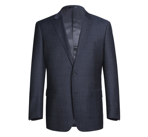 "Navy Classic Fit Wool Blend Men's Suit - Two Button Basic"