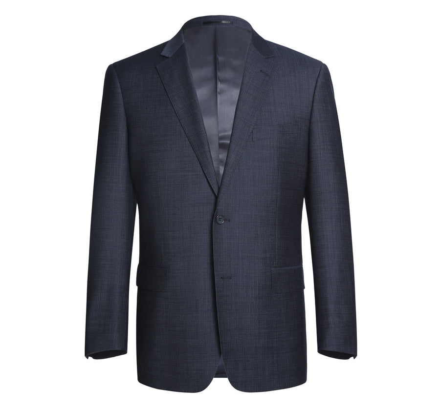 "Navy Classic Fit Wool Blend Men's Suit - Two Button Basic" - 34 Short
