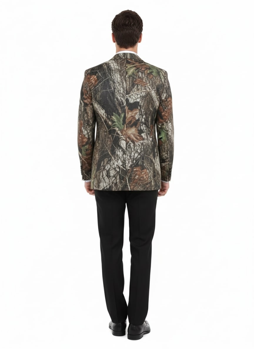 Mens Camo Sport Jacket - Camouflage Blazer - Camo Sport Coat in Green and Brown Color - 36 Short