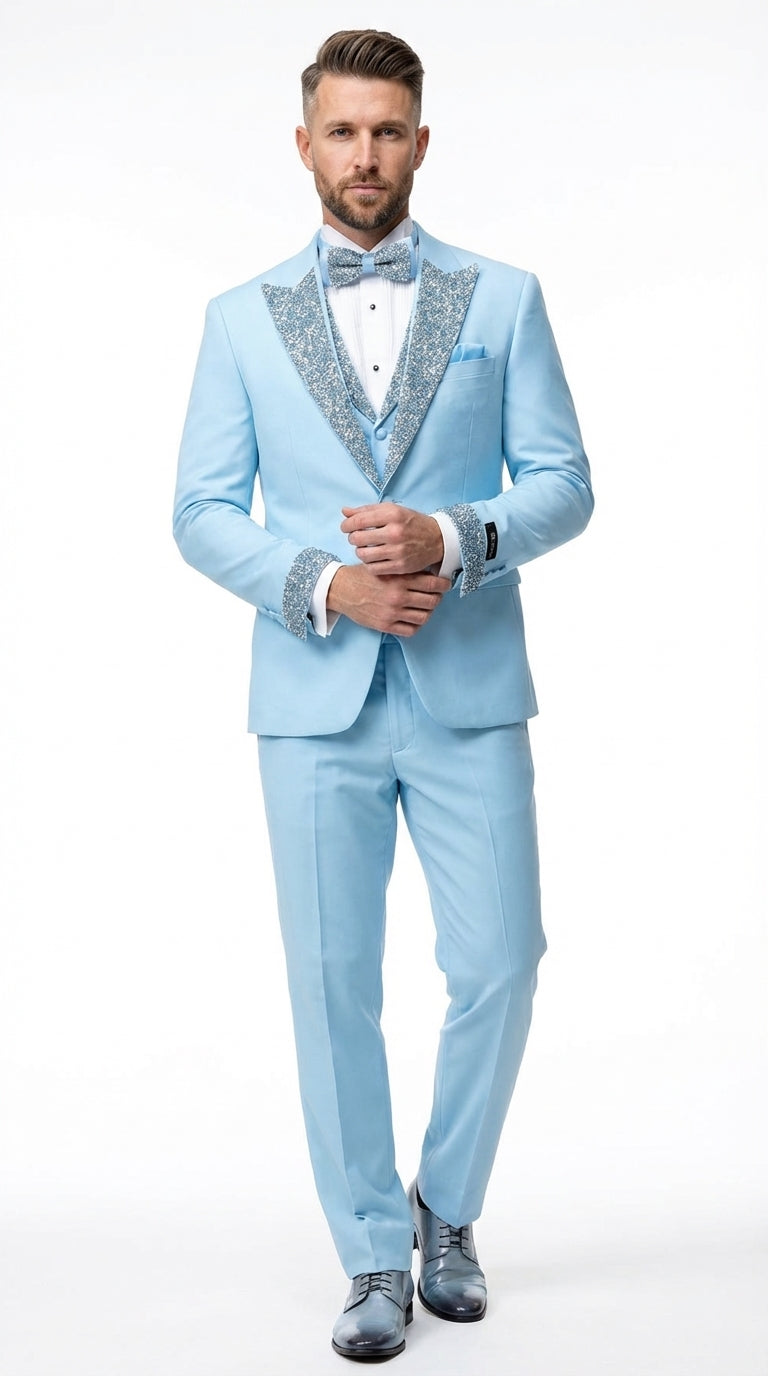 sky blue dress for man Sky Blue Color Mens Sherwani main image 1