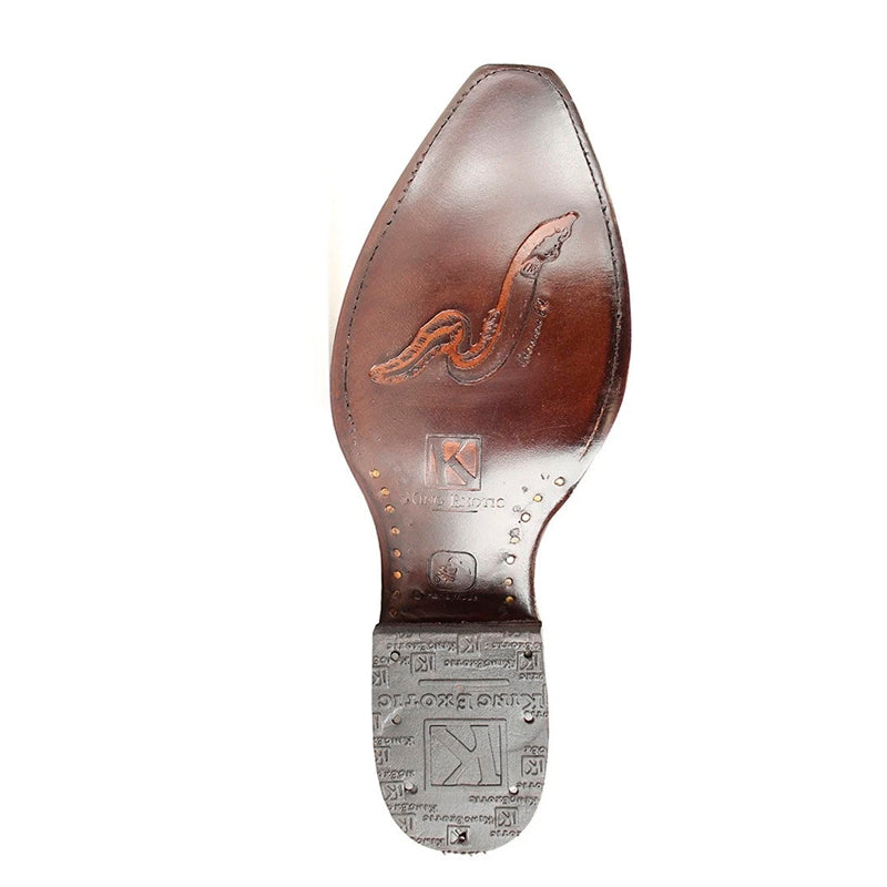 Men's King Exotic Snip Toe Eel Boots Handcrafted Burnished Cognac (494RD0857) - 6 E