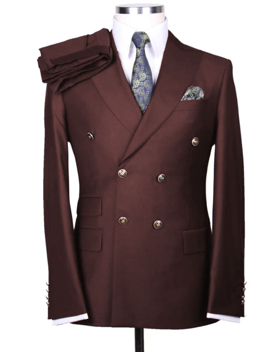 Mens Designer Double Breasted Wool Suit with Gold Buttons in Navy - New Arrival - 38 Short Jacket+32 Waist Adjustable 28to34)(Height: 5 4 to5 7 )(Neck 15-16.5)S-M)