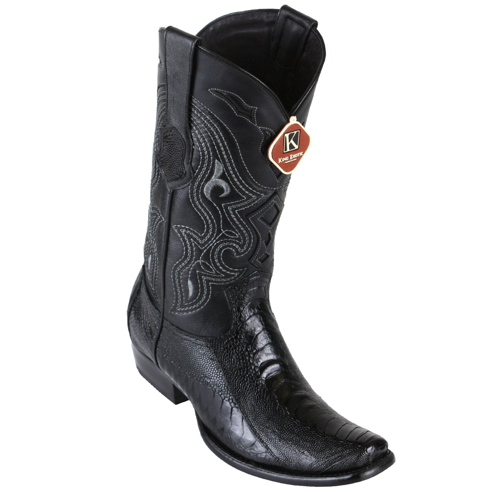 King Exotic Men's Ostrich Leg Black Cowboy Boots - H79 Dubai Toe - EE