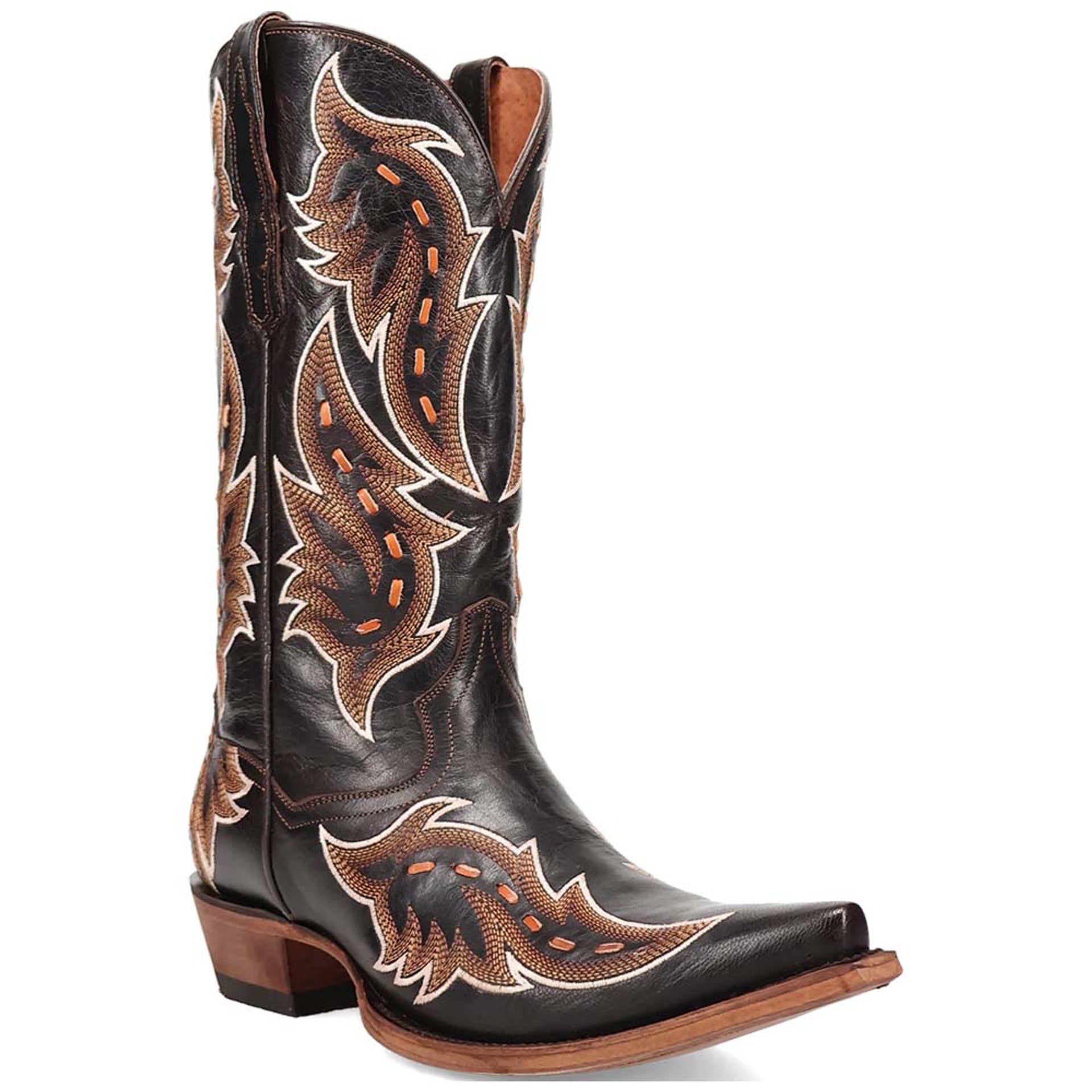 Dan Post Men's Racer Black Leather Snip Toe Western Boots - 8D