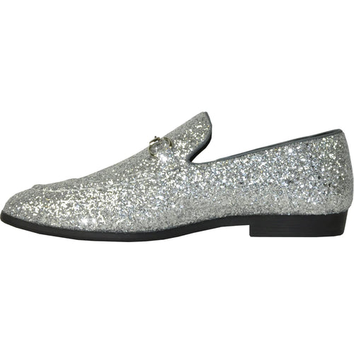"Silver Sequin Loafer - Modern Men's Prom 2026 Tuxedo Footwear"