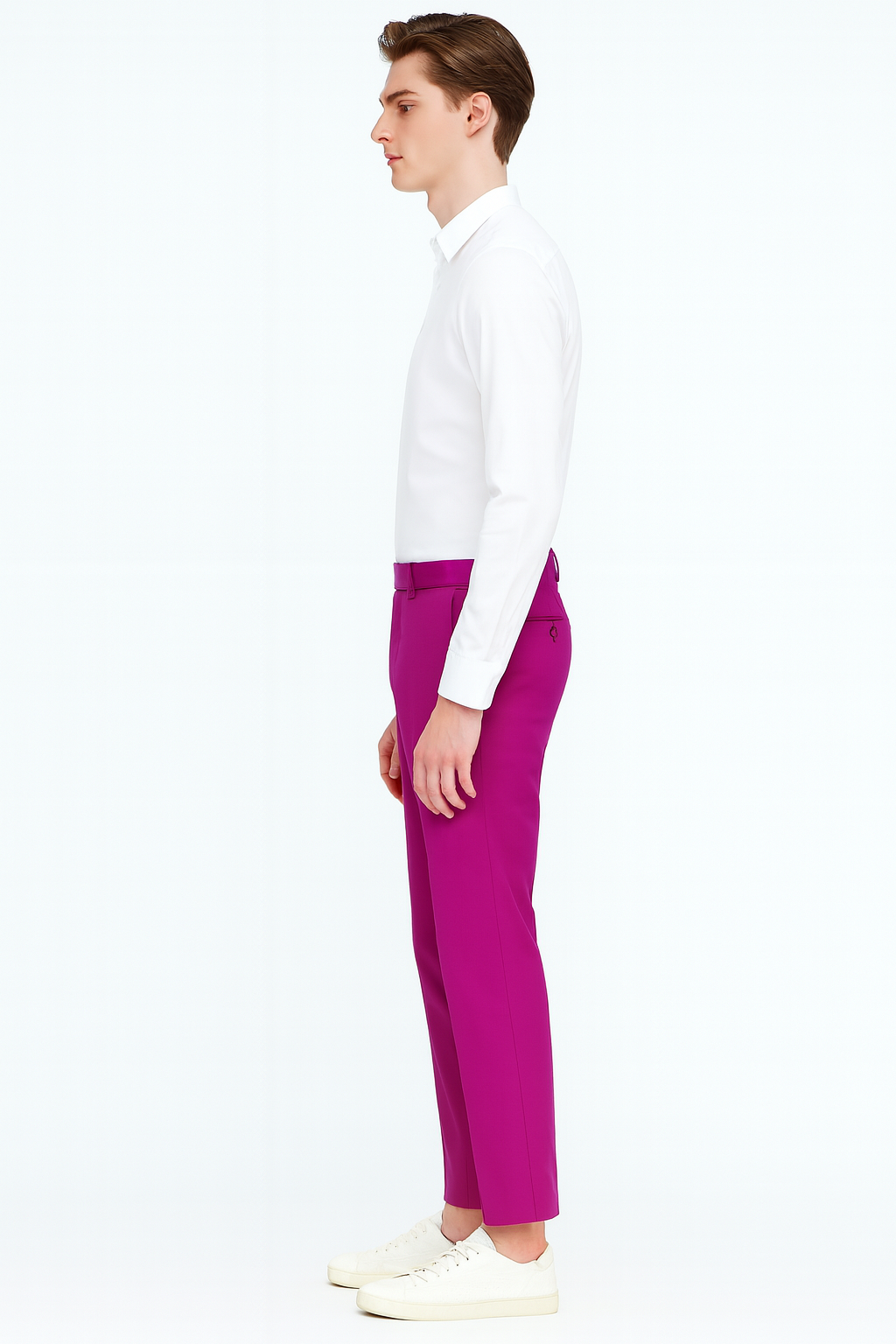 Men’s Fuchsia Dress Pants – Slim Fit Stylish Formal Trousers for Parties in Hot Pink Color - 30