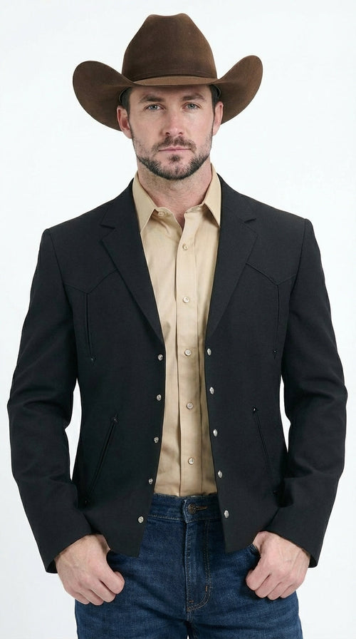 Mens Black Western Blazer Set β Cowboy Style Formal Jacket and Pants Outfit Country Western Suit