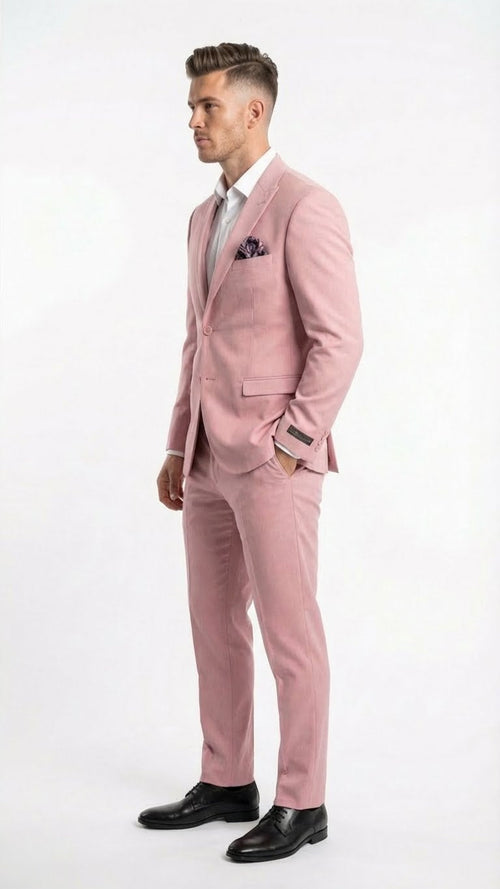 Vitali Brand Modern Fit Mens Light Pink Formal Suit - Blush Color