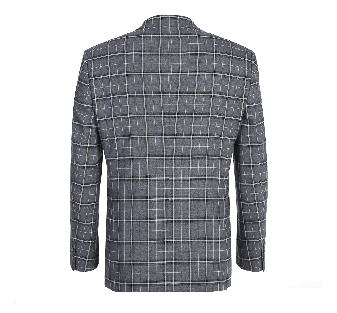 293-14 Men's Classic Fit Single Breasted Grey & White Check Suits - 38Lx32W