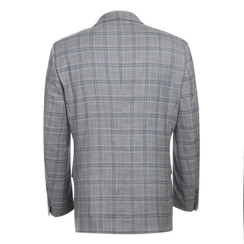 "Classic Fit Men's Two-Button Suit in Light Grey Plaid"