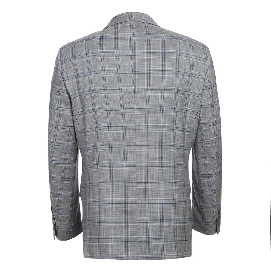 "Classic Fit Men's Two-Button Suit in Light Grey Plaid" - 36 Short