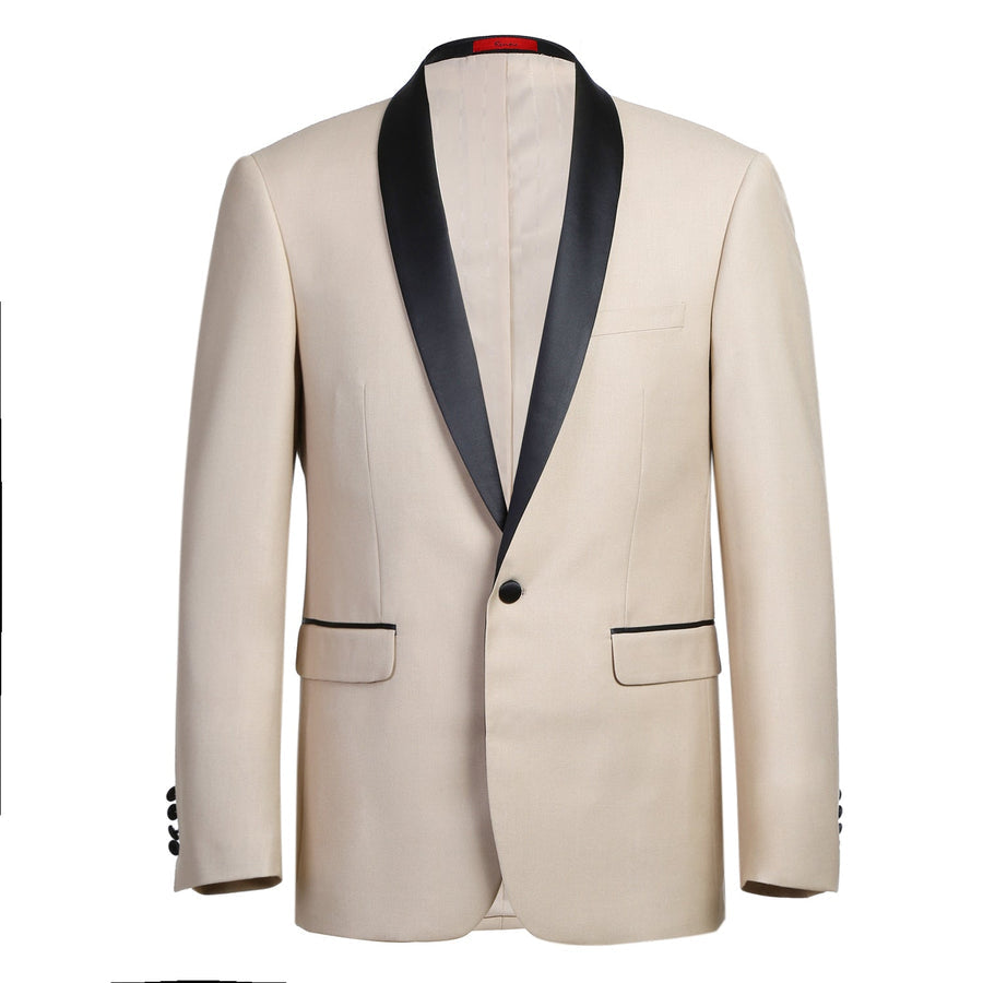 "Tan Slim Fit Shawl Collar Tuxedo - Traditional Men's Style"