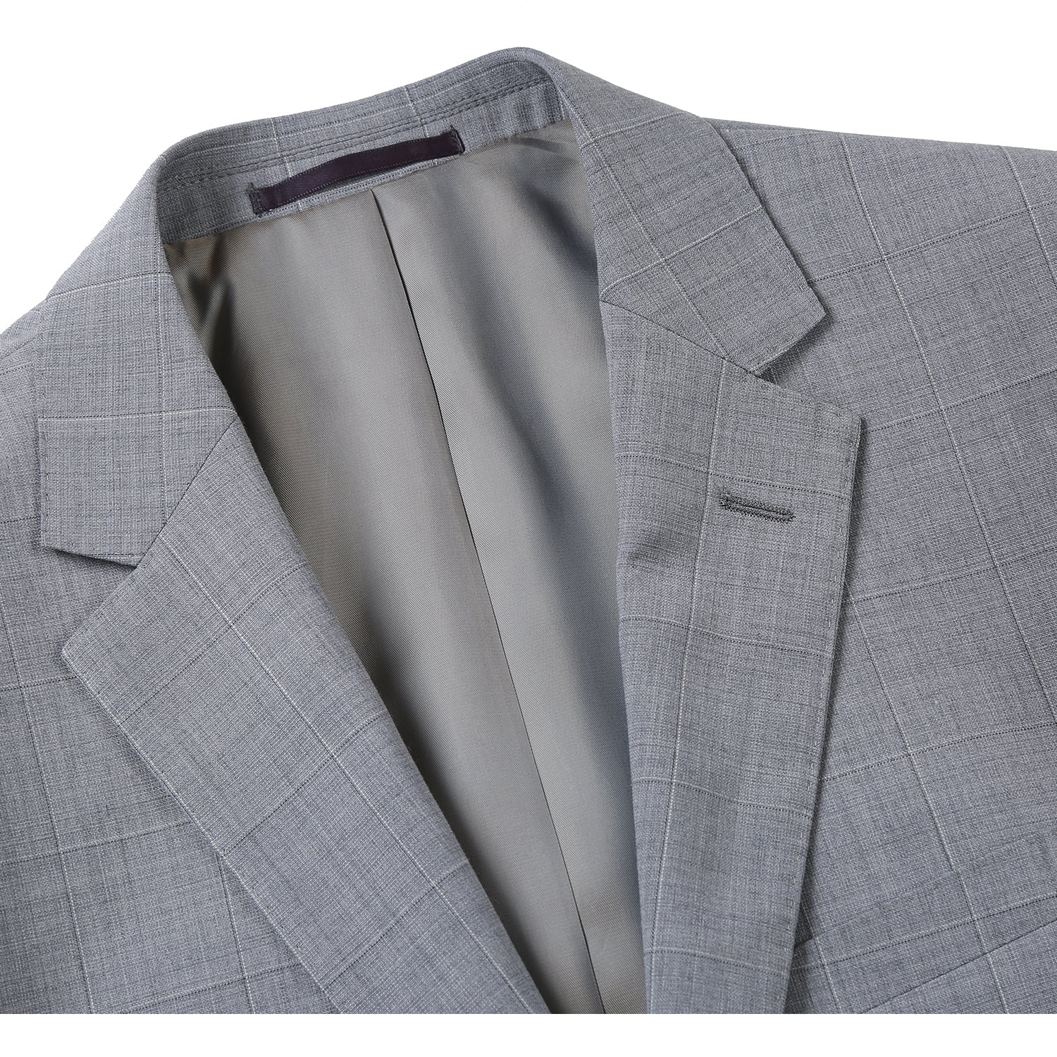 564-1 Men's Classic Fit Wool Blend Stretch Checked Suit - 38Lx32W