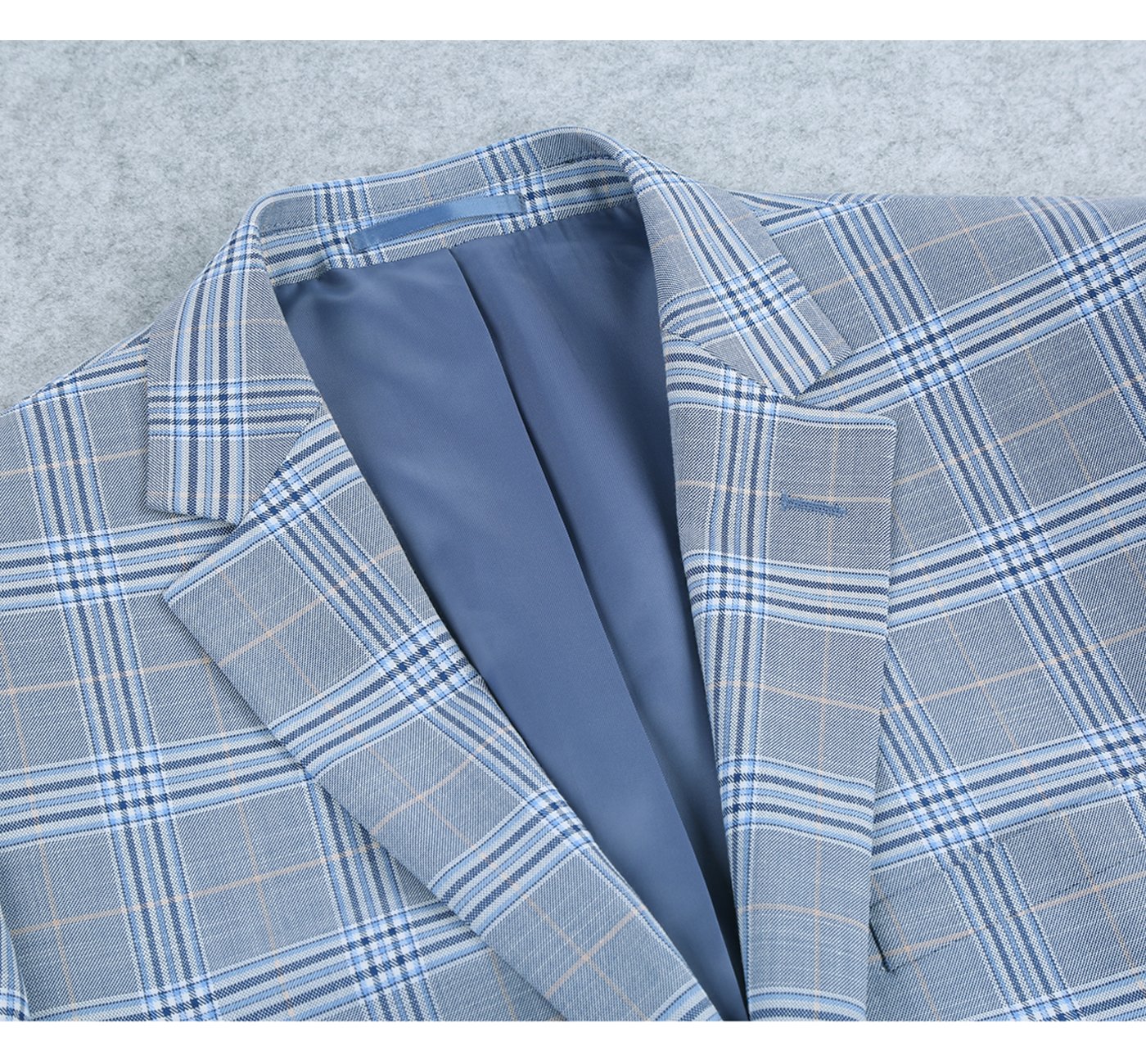 293-3 Men's 2-Piece Slim Fit Notch Lapel Stretch Windowpane Suit - 34Sx28W