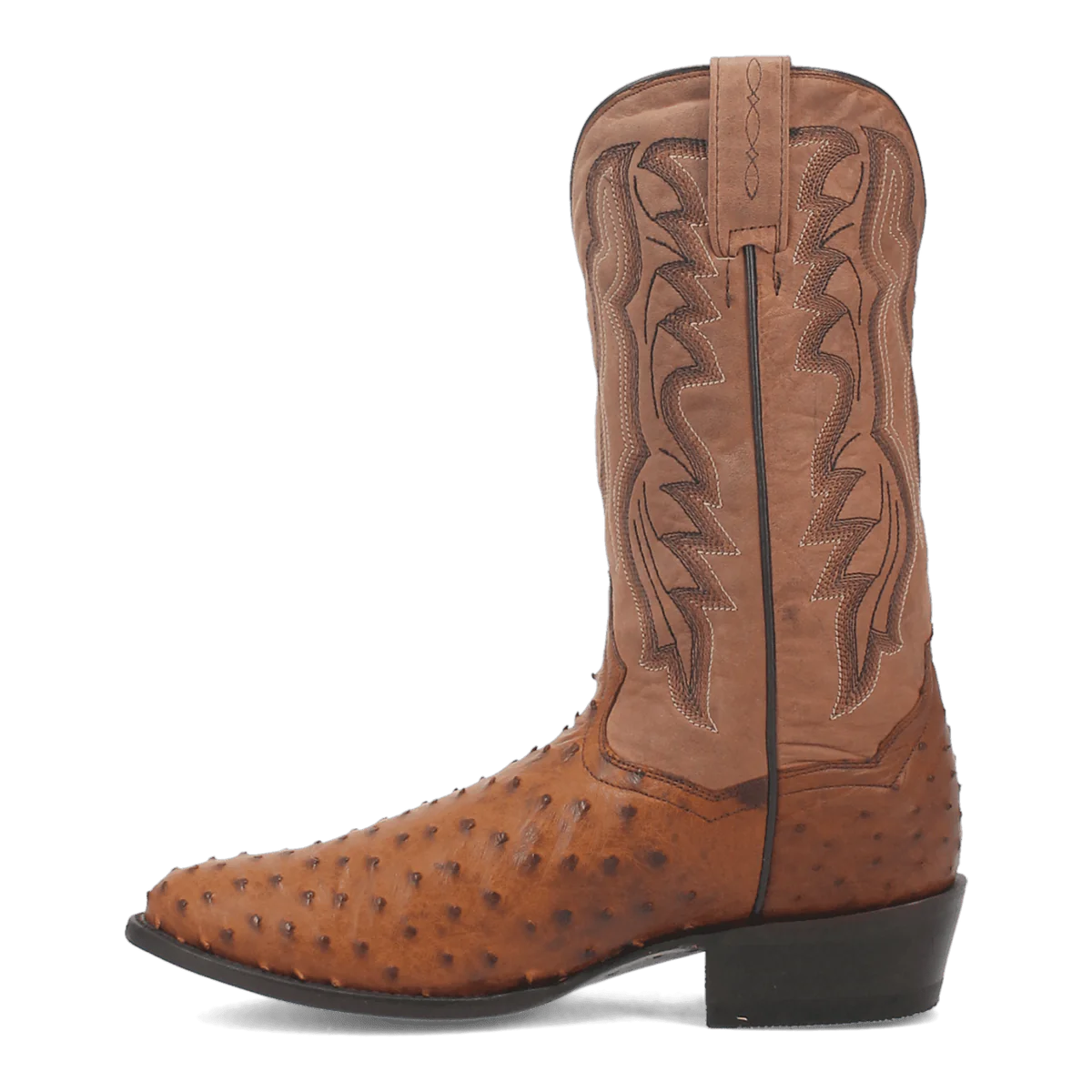 Dan Post Men's Tempe Full Quill Ostrich Round Toe Boots - Saddlebrown - 7D