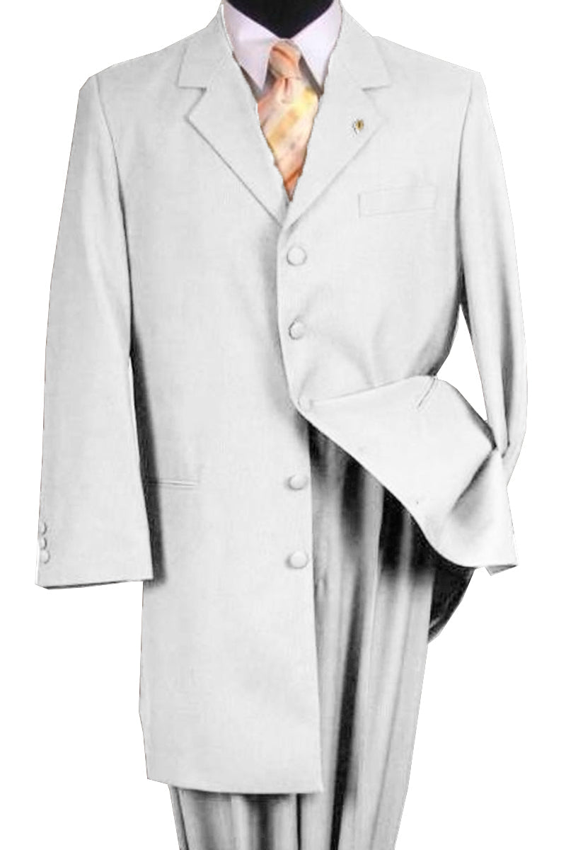 "White Classic Long Zoot Suit for Men - 2PC Fashion Ensemble"