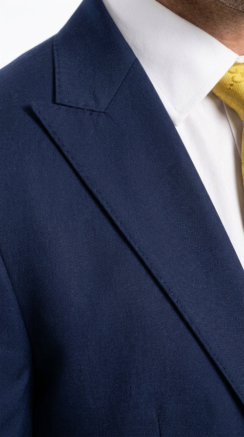 Mens Vitali 3 Piece Suit W/Scoop Vest Navy Blue 3-Piece Suit – Big Peak Lapel Vest and Pants Modern Fit Two Buttons