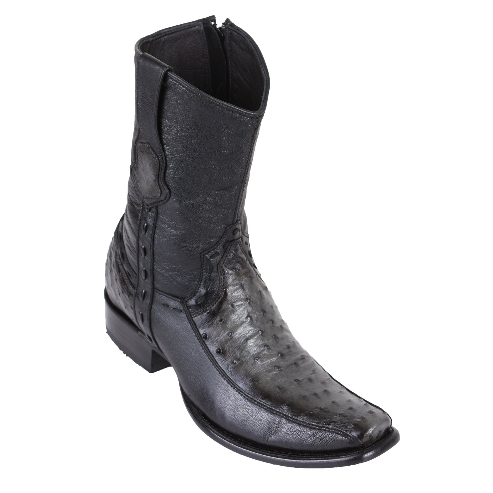 King Exotic Men's Ostrich & Deer Boots Faded Grey - H79BF Dubai Toe - EE