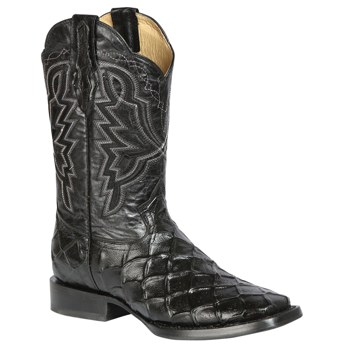 Black Pirarucu Print Boots - Black