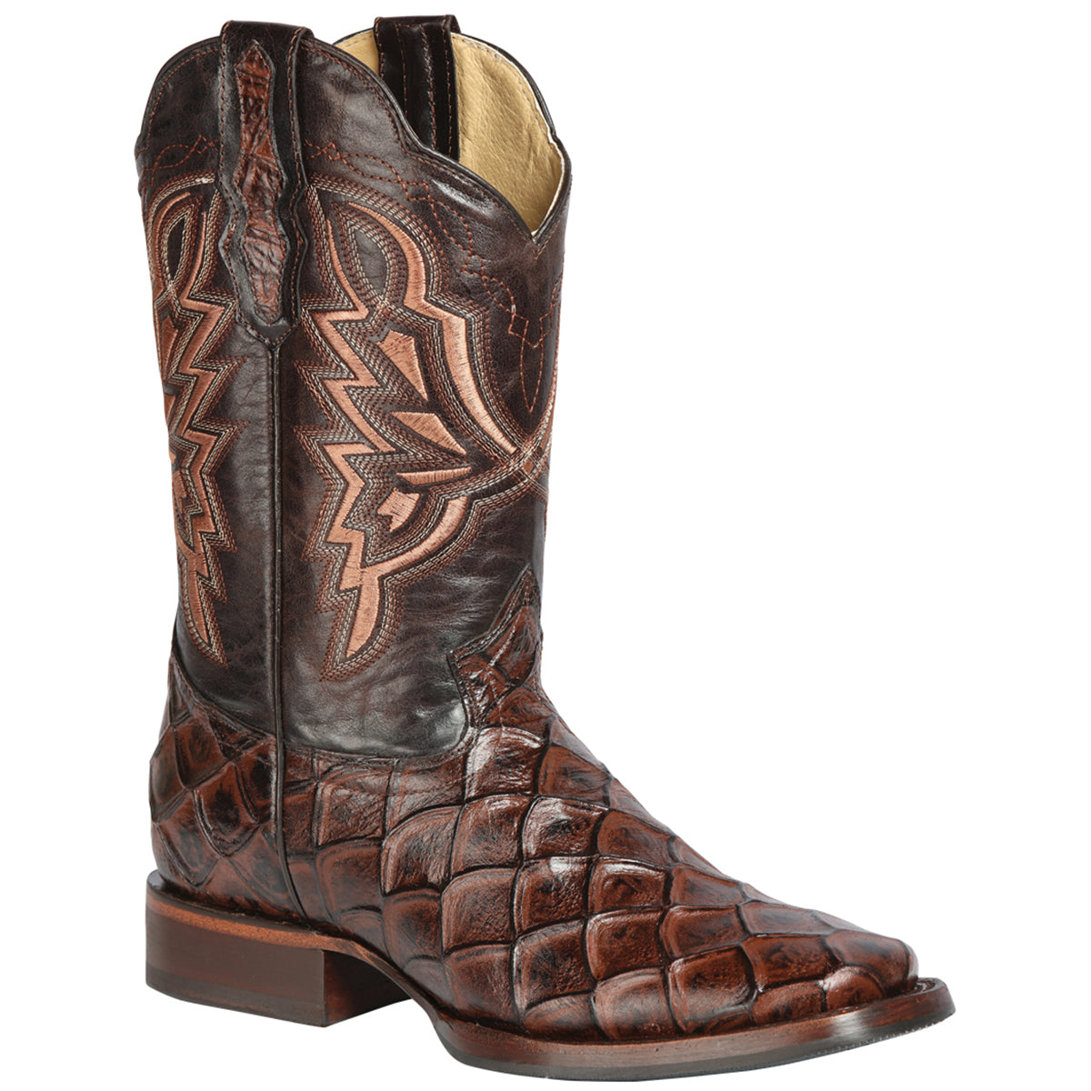 Brown Pirarucu Print Boots - Brown