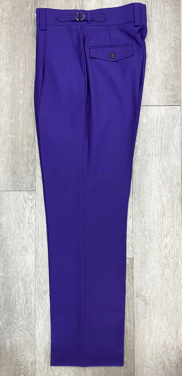 purple dress pants mens Men's Tiglio Luxe Marbella Mardi Gras Purple Wide Leg Pants Tig4504 3 (Size 50 & 52 Only)