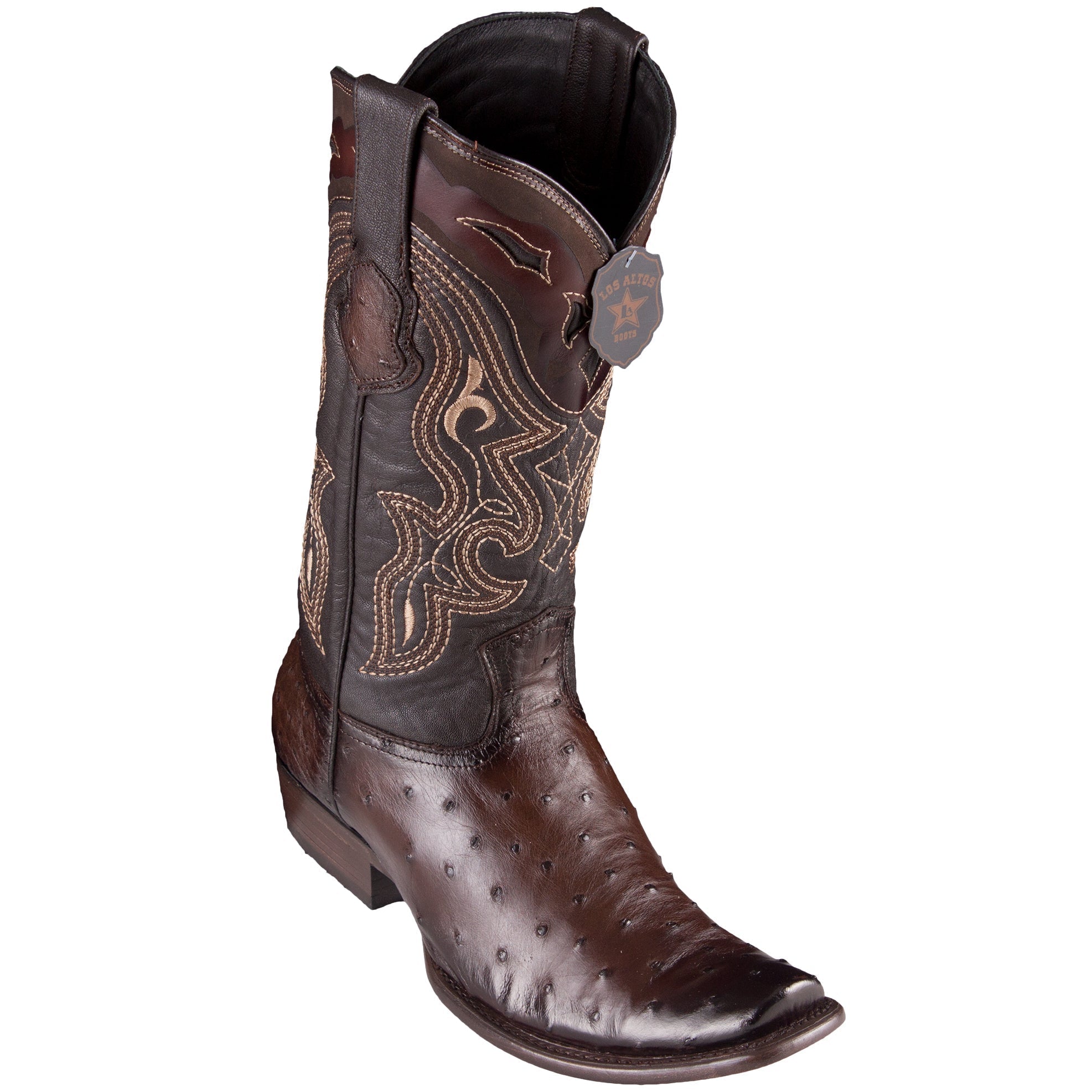 Brown Ostrich Boots Dubai Square Toe - EE