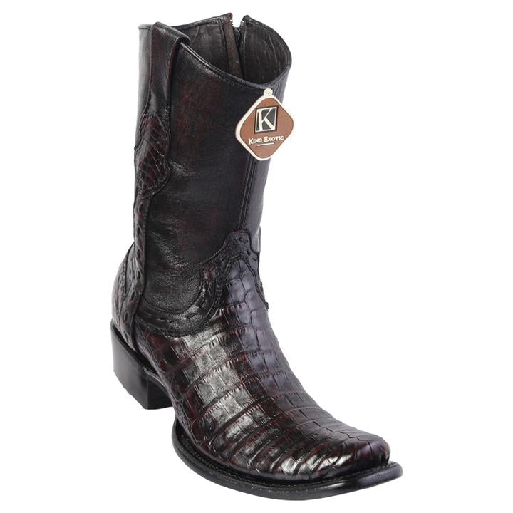 Men's King Exotic Caiman Belly Boots Dubai Toe Handcrafted Black Cherry (479B8218) - 6