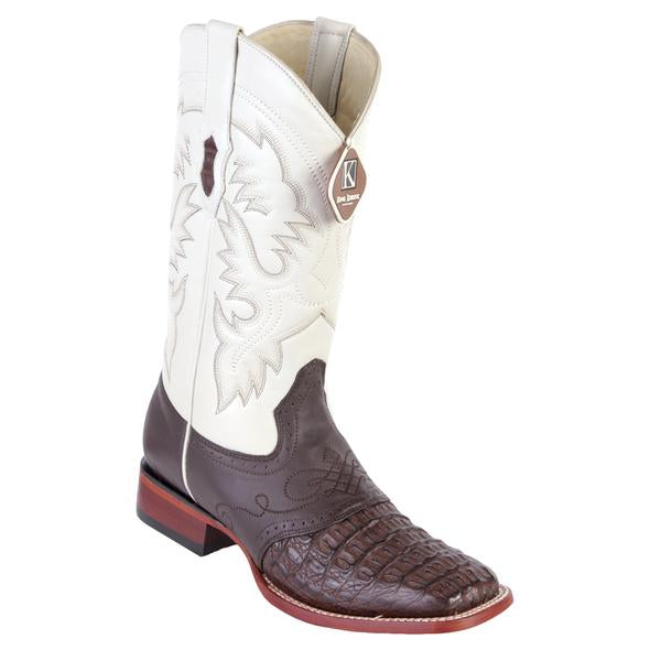 Men's King Exotic Square Toe Smooth Caiman Boots Handcrafted Brown (48211707) - 6