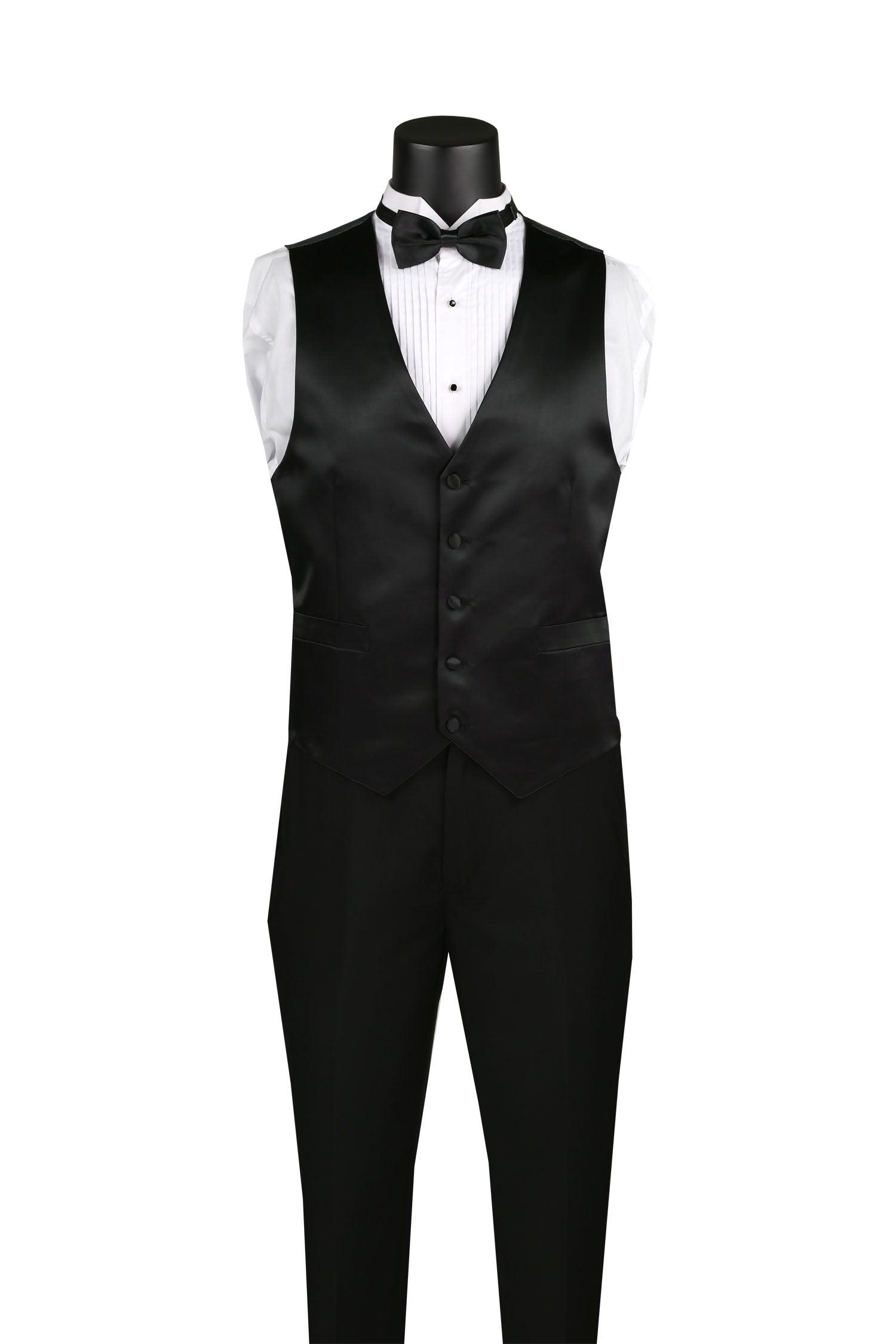Santorini Collection - Regular Fit Red Tuxedo 4 Piece with Vest Bow Tie Adjustable Waistband - Red