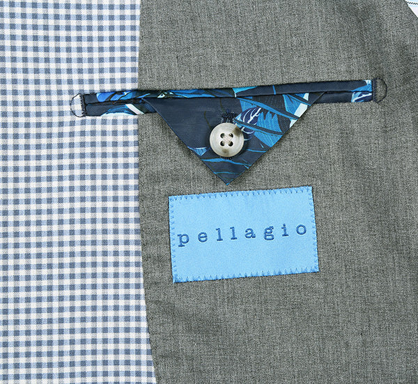 Half Canvas Slim Fit Blazer in Sage Blue Check - 40R