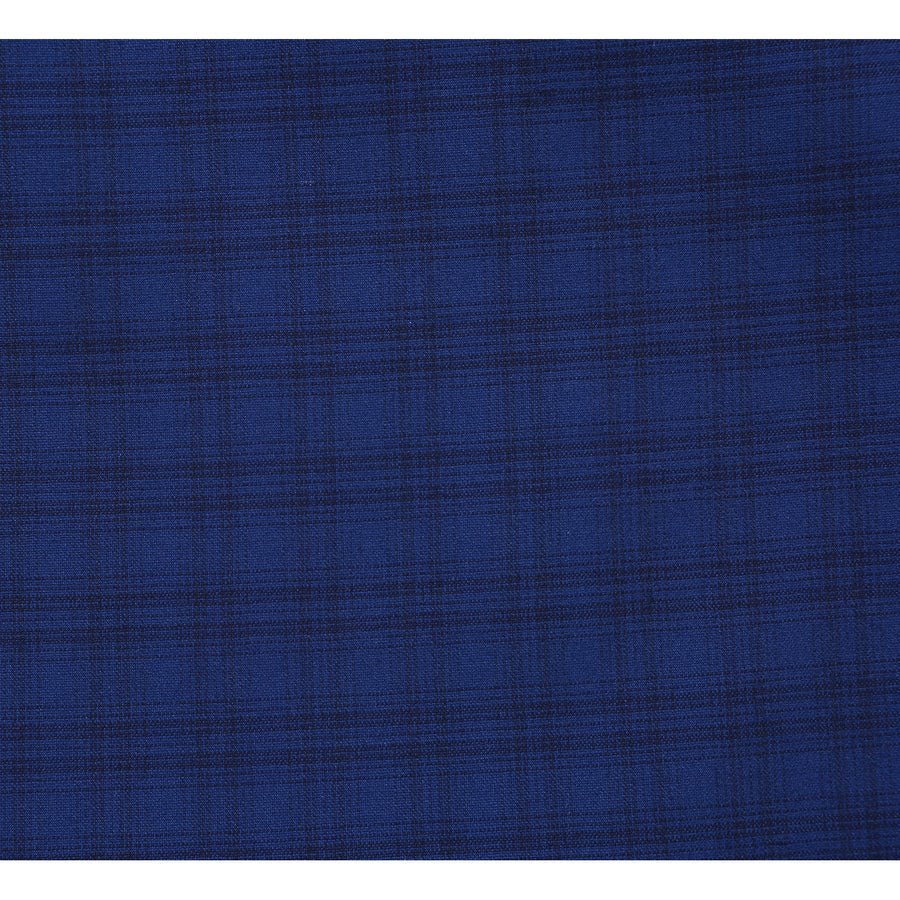 "Classic Fit Men's Wool Suit - Dark Blue Windowpane Plaid Check" - 36 Short