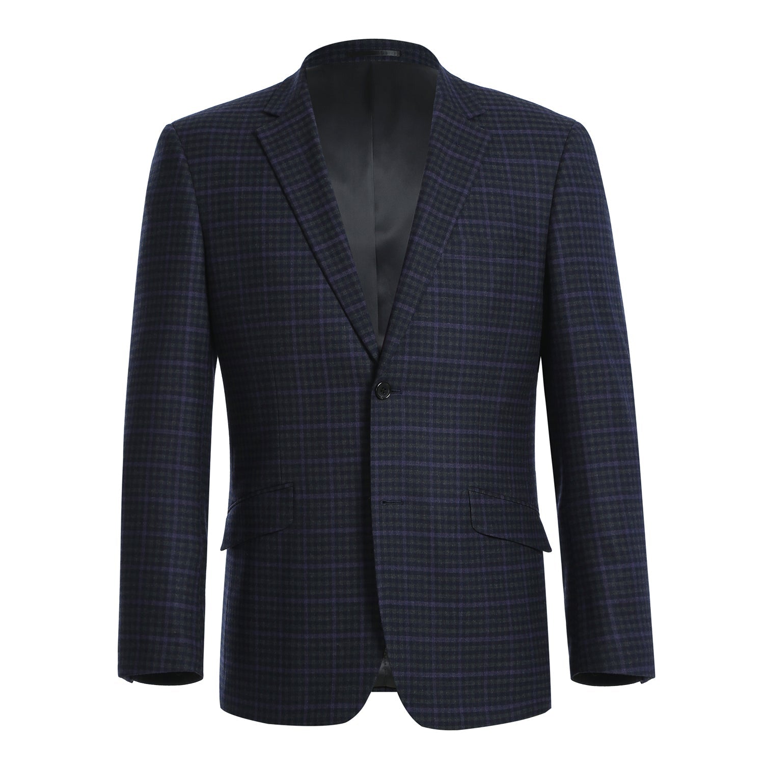 562-6 Men's Slim Fit Wool Stretch Checked Suits - 38Lx32W