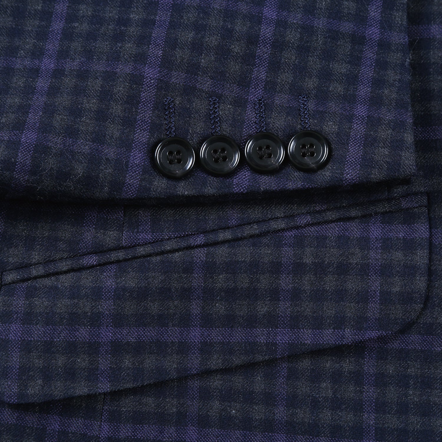 562-6 Men's Slim Fit Wool Stretch Checked Suits - 38Lx32W