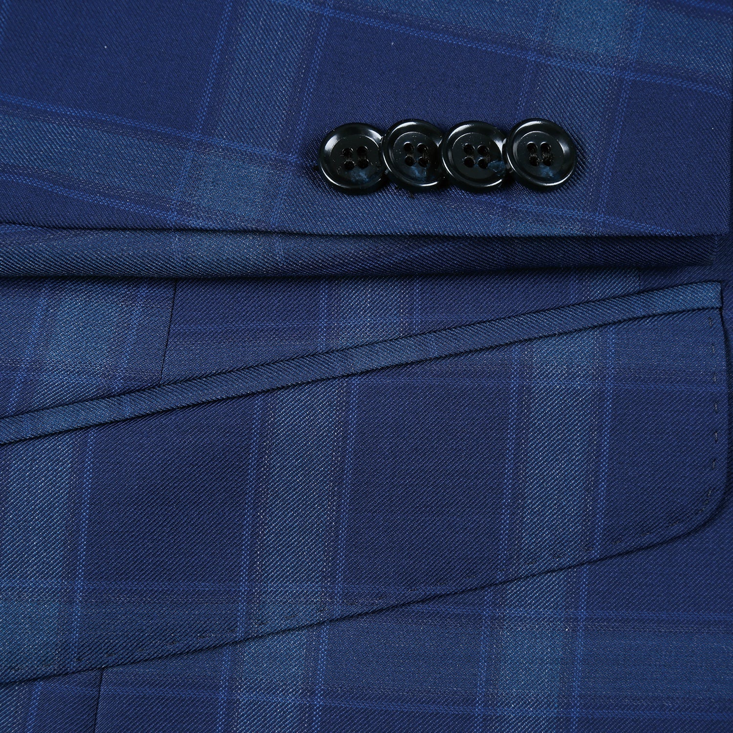 562-5 Men's Classic Fit Wool Checked Suits - 38Lx32W