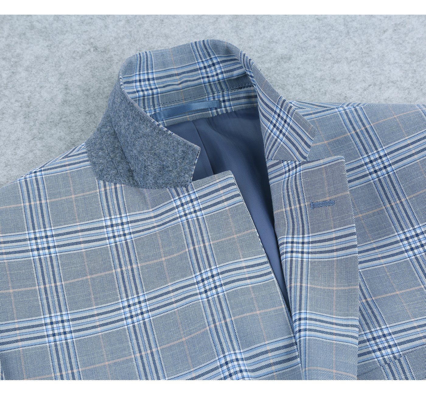 293-3 Men's 2-Piece Slim Fit Notch Lapel Stretch Windowpane Suit - 34Sx28W