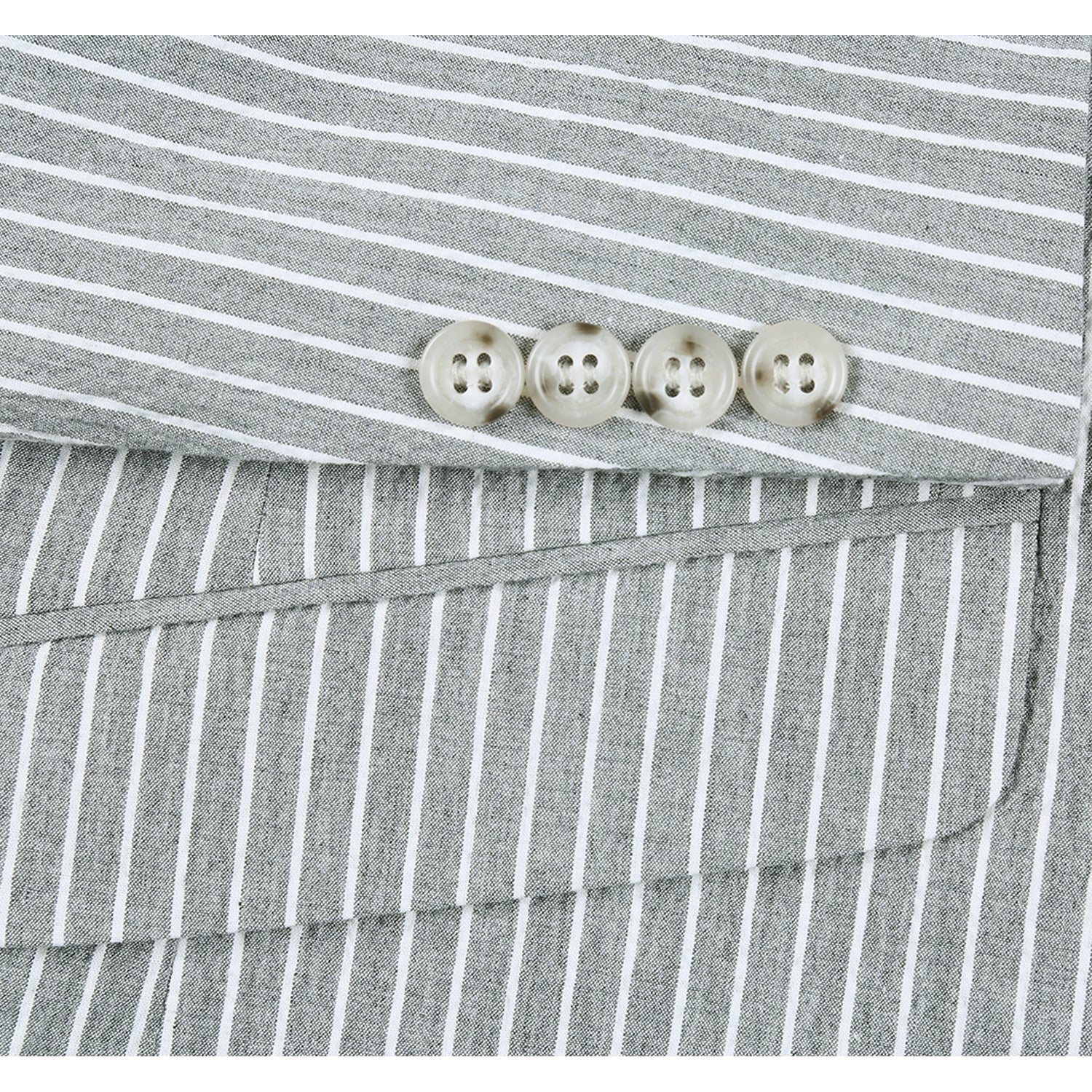 611-1 Men's Slim Fit Notch Lapels Gray Stripe Cotton Suits - 38Lx32W