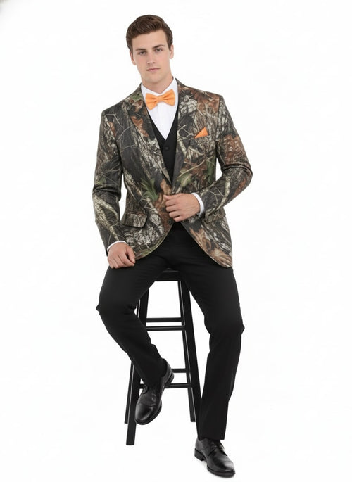 Mens Camo Sport Jacket - Camouflage Blazer - Camo Sport Coat in Green and Brown Color