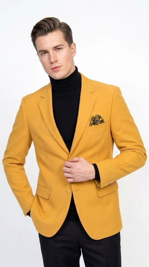 Men’s Mustard Gold Blazer, Fashion Sport Coat Wedding Party Church Dress Jacket