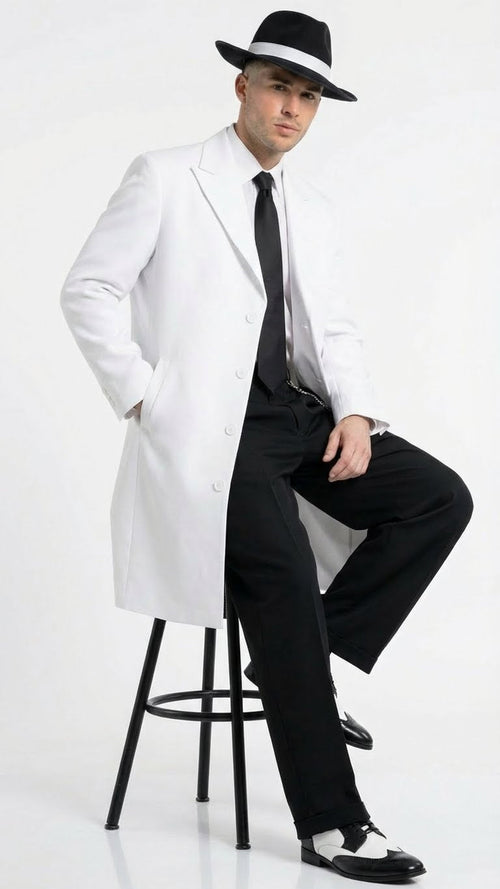 Mens White Zoot Suit Gangster Style Outfit White Jacket + Vest + Pants + Shirt & Tie Combo Package