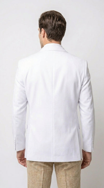 Menβs White Double Breasted Blazer, Formal Dress Jacket for Weddings, Prom, Parties, Dinner Events, and Special Occasions