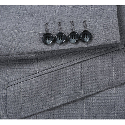 564-1 Men's Classic Fit Wool Blend Stretch Checked Suit