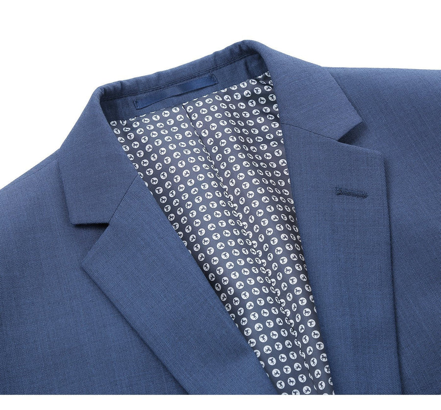 "Steel Blue Slim Fit Men's Suit - Two Button Hack Pocket Style" - 34 Short