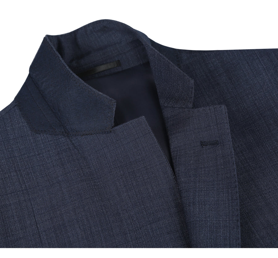 "Navy Classic Fit Wool Blend Men's Suit - Two Button Basic" - 34 Short