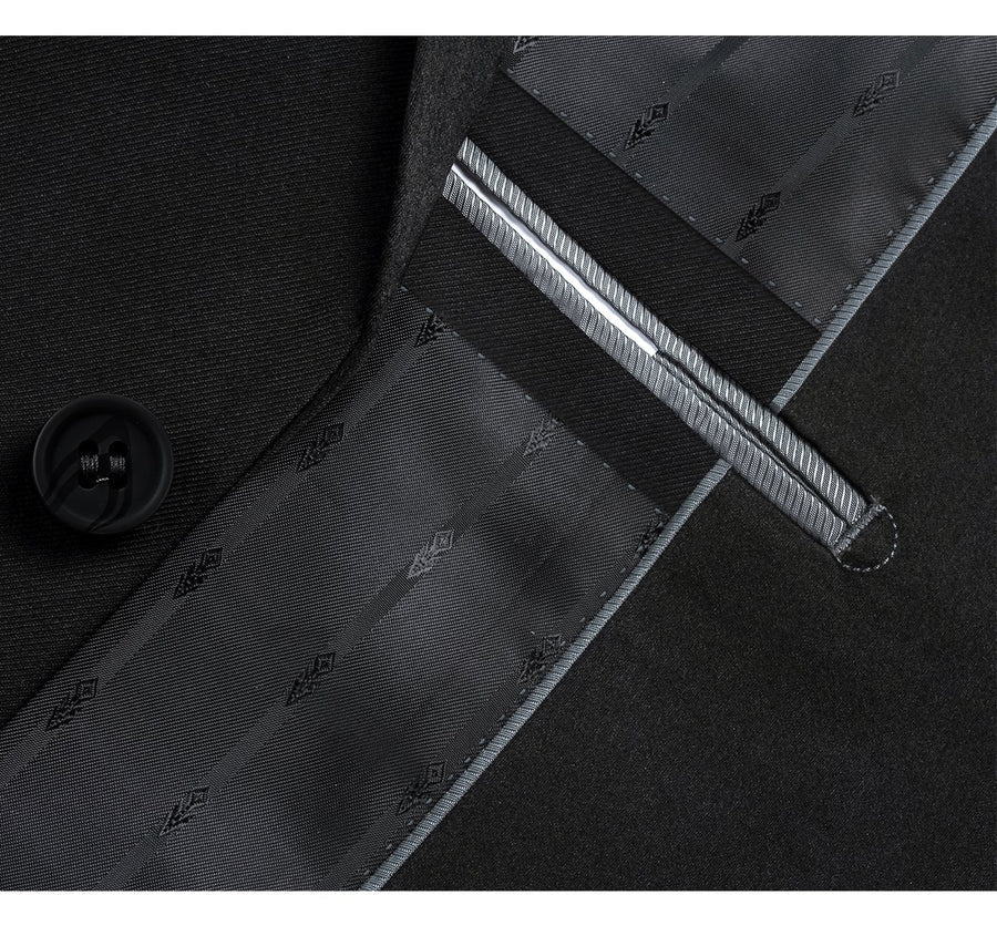 "Black Two-Button Extra Long Basic Men's Suit - Classic Elegance" - 42X Long
