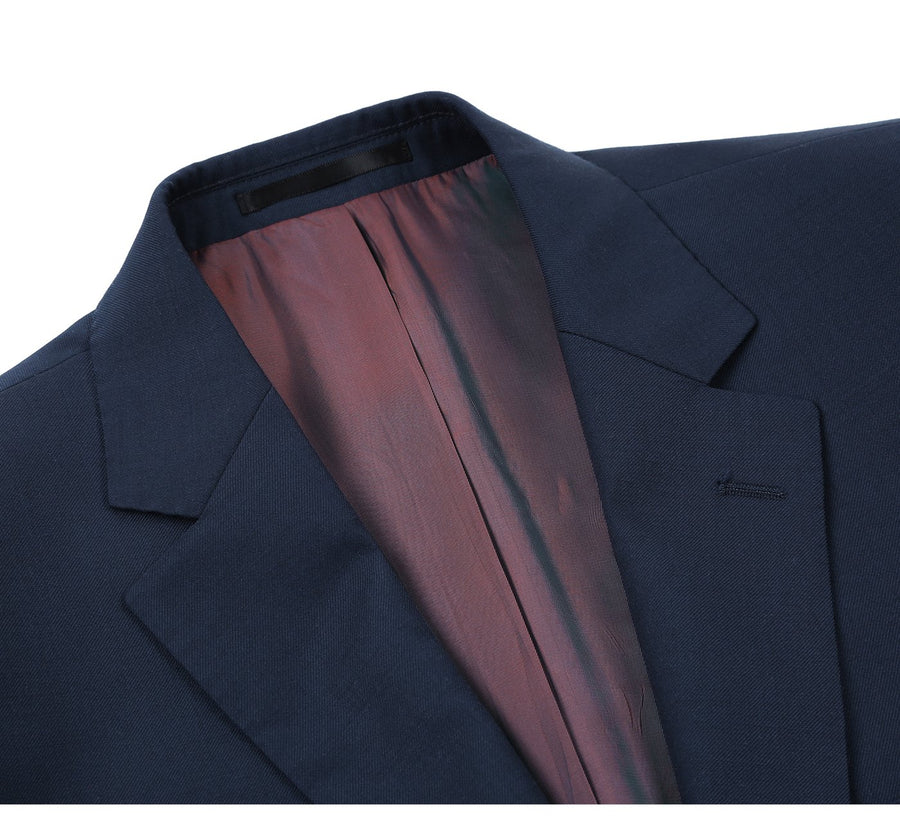 Indigo Blue Slim Fit Wool Suit for Men - Basic Two Button Style with Optional Vest - 34 Short